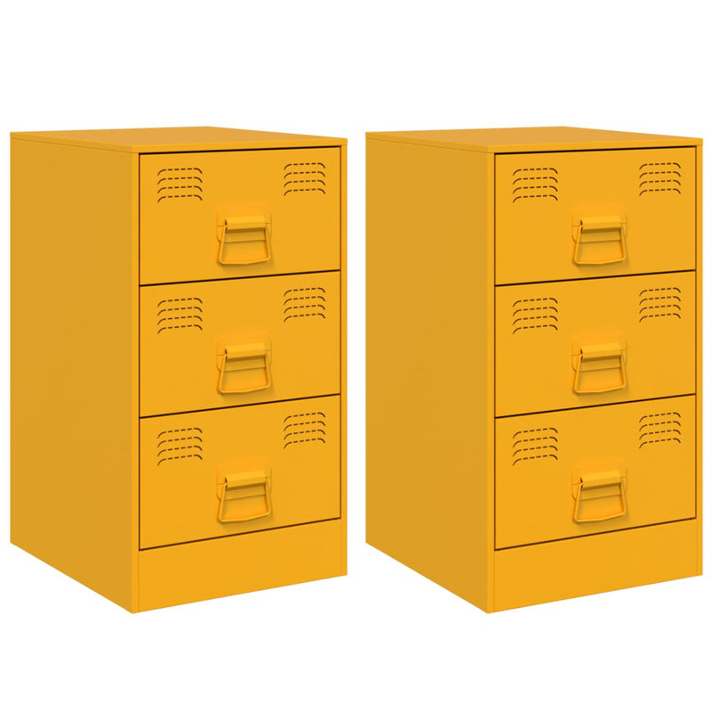 Ensemble de 2 tables de chevet vidaXL, Jaune moutarde