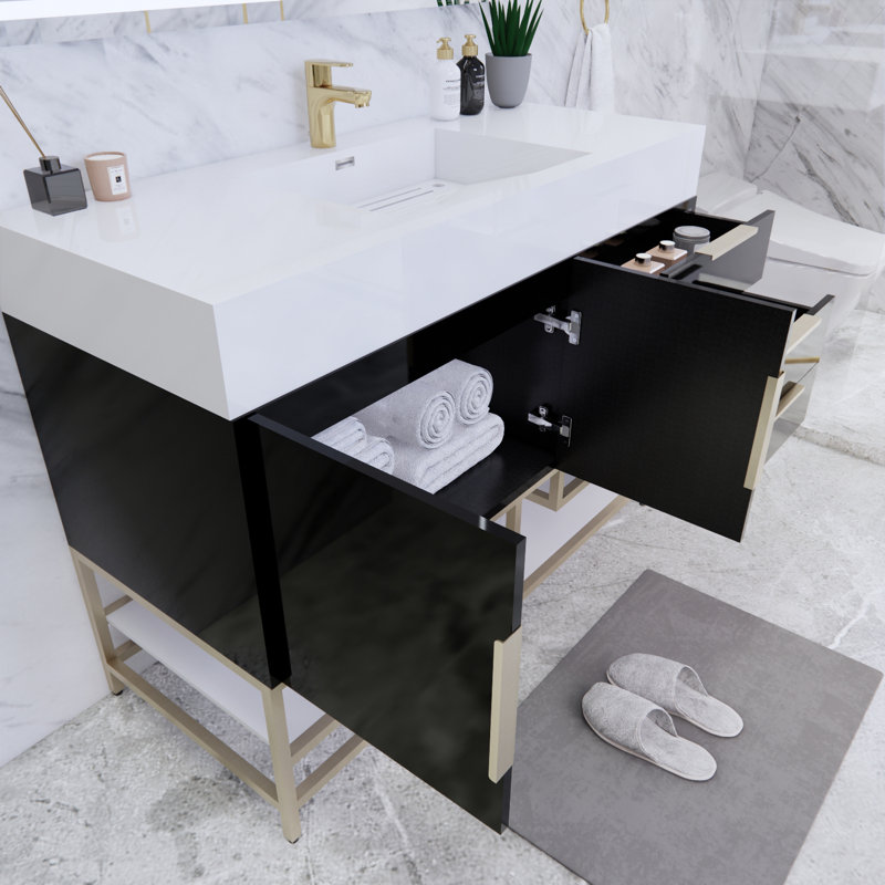 Ensemble de meuble-lavabo simple 47 po Glasgow, Noir ultrabrillant