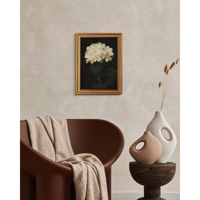 Gold Framed Vintage Wall Art For Living Room, Flowers Painting Canvas Prints Shelf Decor For Kitchen, Aesthetic Bedroom Wall Art, Christmas Gifts For Friends Family (White Hydrangea 12"X16")