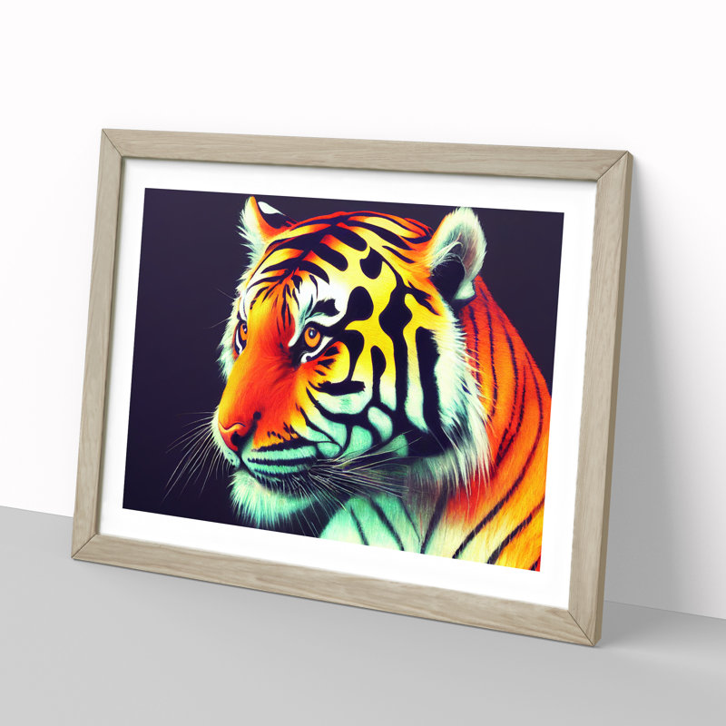 Blessed Tiger - Framed Print, Oak, 25cm H x 34cm W x 2cm D