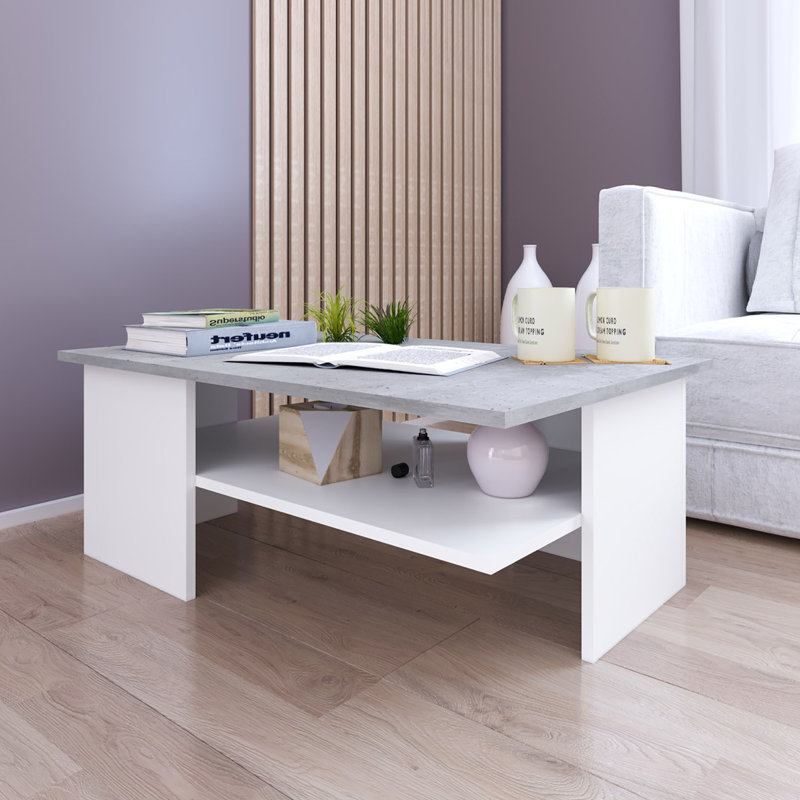 Florece Frame Coffee Table with Storage, Grey/White