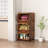 Double Sided Mobile Bookcase Display Stand,4 Tier Wood Open Book Shelf Magazine Bookshelf,Retro