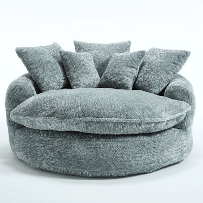 55" Oversized Round Sofa Bed For Living Room Wide Armchair Chaise Longue Chrir With Pillows
