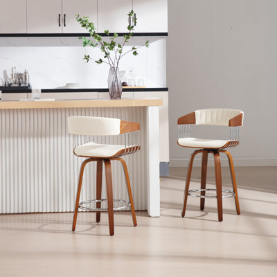 Modern And Stylish Bucket Seat Height 26'' Swivel Chair With Backrest And Armrests