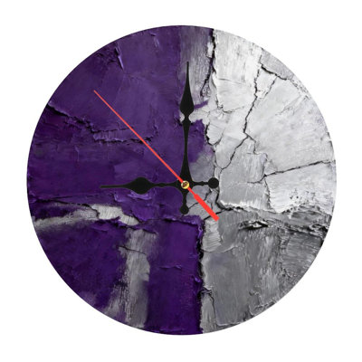 10" Round Wooden Wall Clock, Silent Quartz Movement, UV-Printed Design, Battery Operated