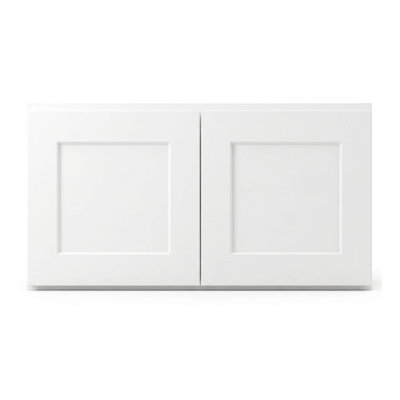 Modern Shaker Solid Wood & Plywood 2-Door Wall Cabinet in White - 18" H
