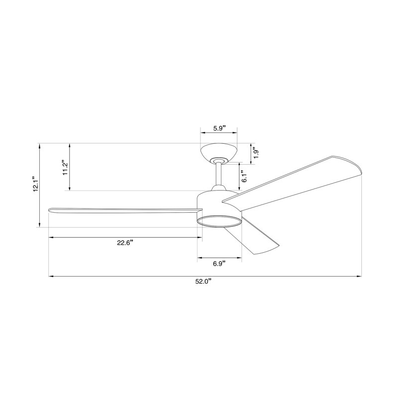 52" Tora 3 - Blade Standard Ceiling Fan with Remote Control, Oil Rubbed Bronze