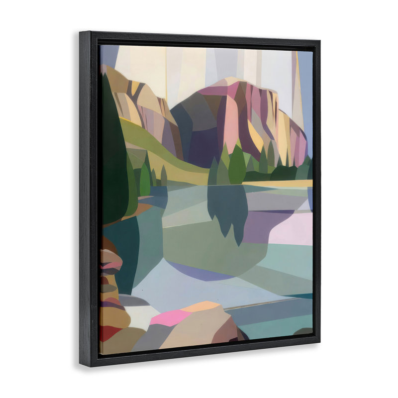 Cadre flottant El Capitan & Merced River, design par Melba Browne, Cadre flottant noir de jais, H 21 po x l 17 po