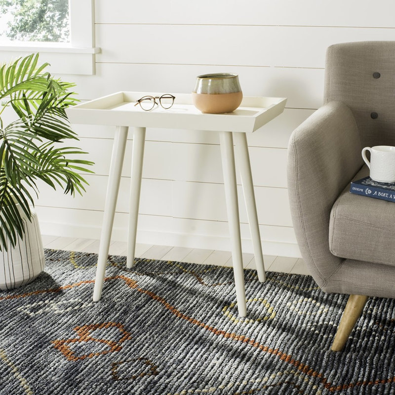 Corlien Solid Wood Tray Top End Table, White