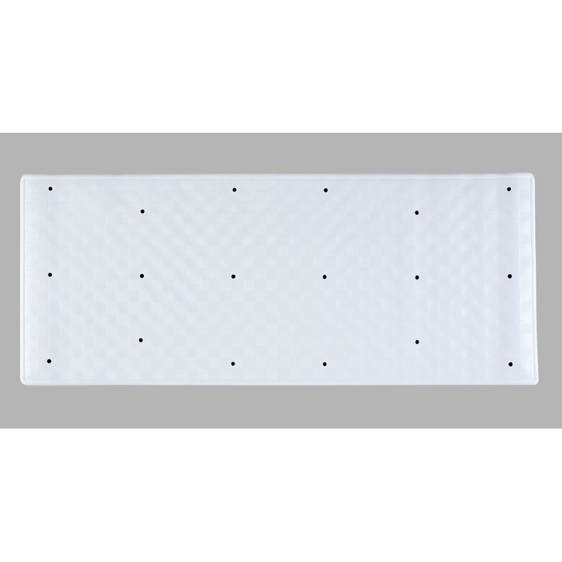 Rubber Non-Slip Bath Rug, White, 37cm W x 90cm L