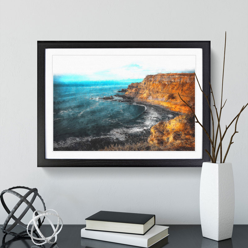 Giant's Causeway Northern Ireland - Picture Frame Painting, Black Framed, 48cm H x 65cm W x 2cm D