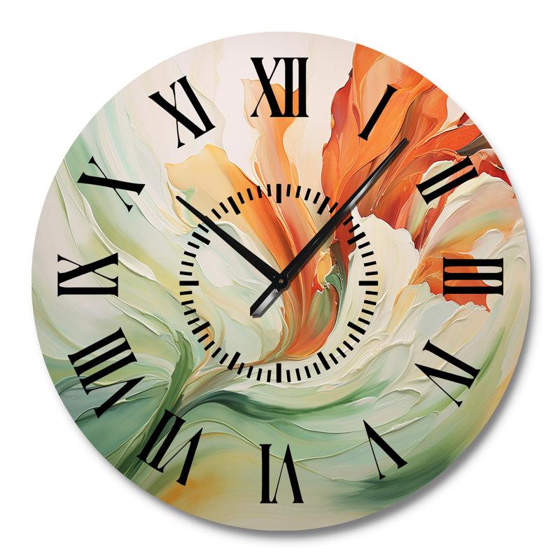 Horloge murale verte à pétales verts - Botanicals abstraits, Grand