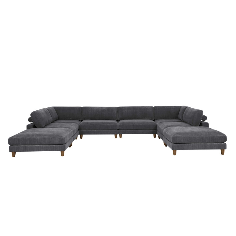 Canapé modulaire à large assise en velours côtelé, Dark Grey