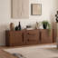 Meuble télé moderne de style Mid-Century, 160 cm (63 po), en MDF brun noyer, 2 portes et 2 tiroirs, console multimédia pour salon