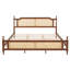 Très grand lit en bois de pin avec tête et pied de lit en rotin, plateforme de support centrale, noyer-505759804-505759807