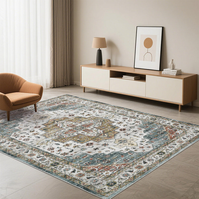 Abstract Machine Printed Area Rug, Rectangle 200 x 290 cm