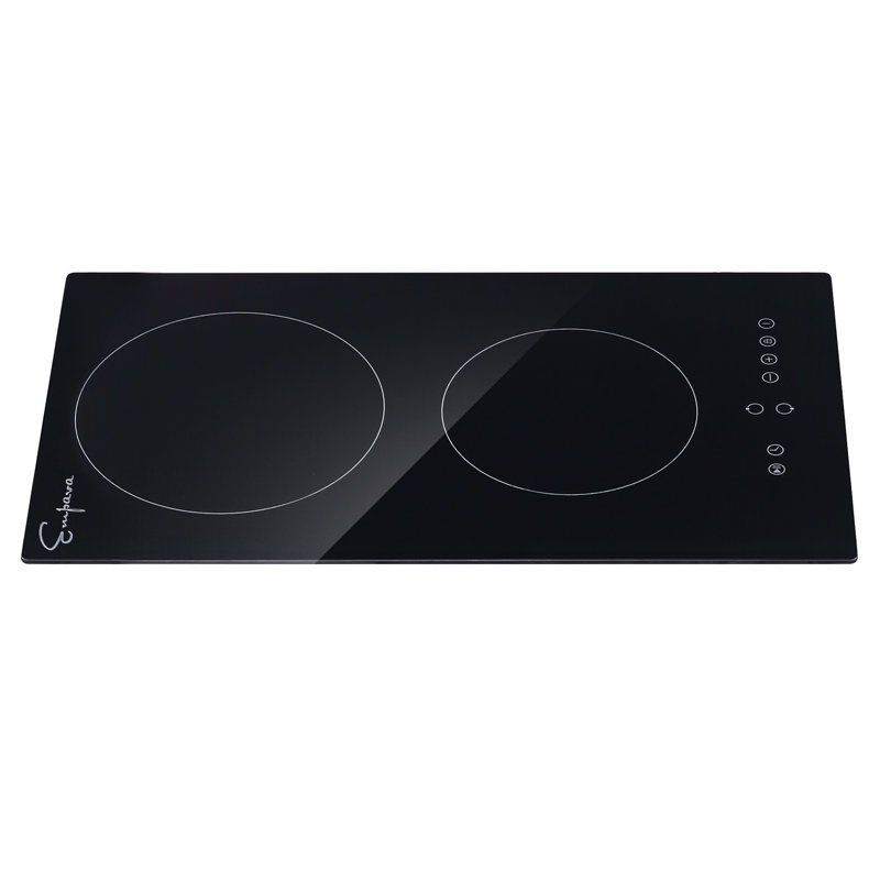Empava 11.34" Radiant Electric Cooktop with 2 Burners, 3000W Electric Cooktop, 9 Heating Level, Black 