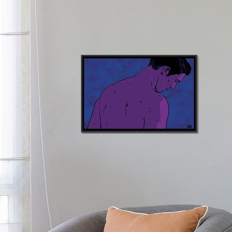 «Man», impression sur toile tendue, H 18 po x l 26 po x P 1,5 po, Toile avec cadre noir, Pas de tapis