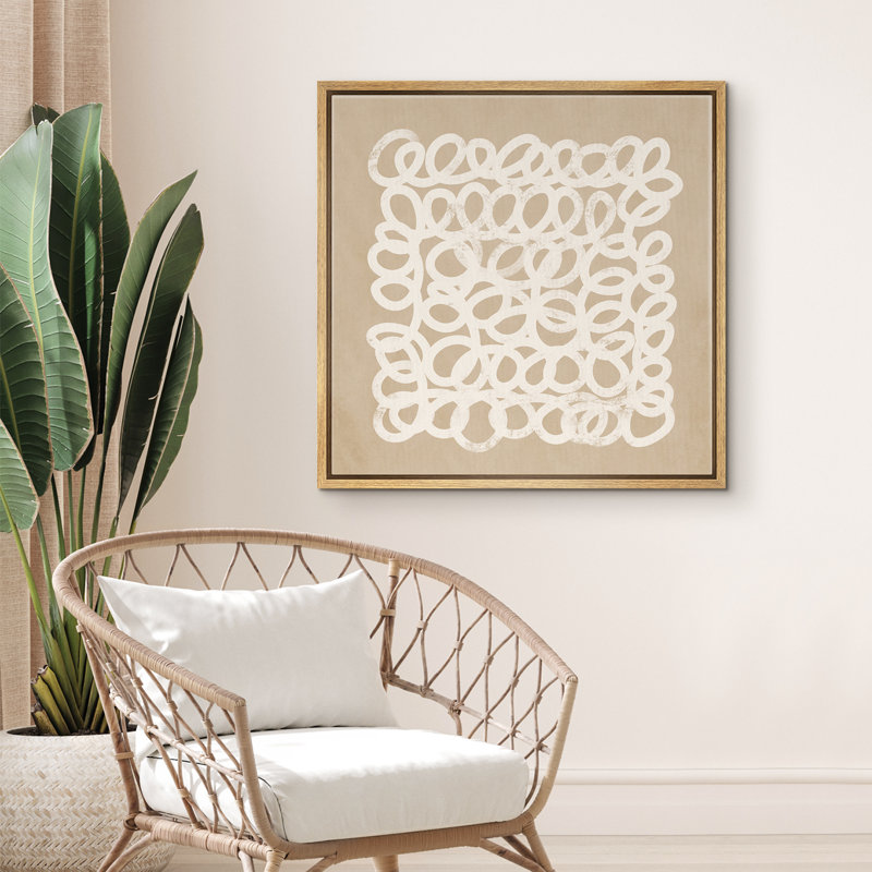 «Abstract Lines Tan Modern Neutral Contemporary», H 16 po x l 16 po, Naturel