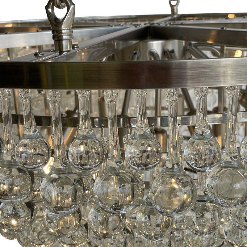 Lustre à niveaux unique et remarquable à 15 lumières Dolby, Nickel brossé