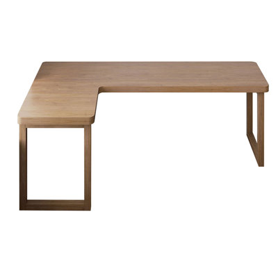 Nut-Brown L-Shaped Solid Wood desk