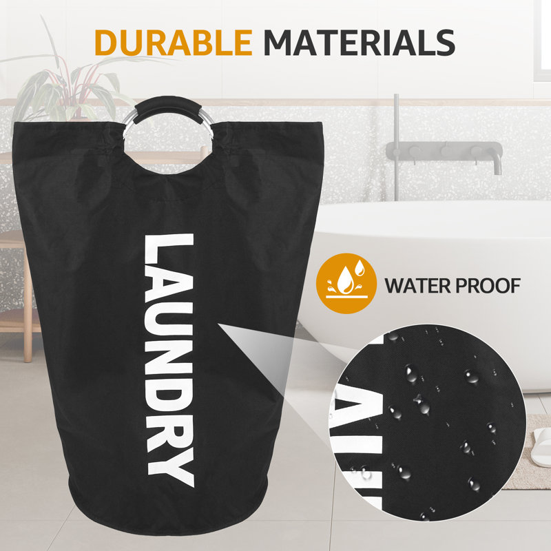90L Laundry Basket Waterproof Laundry Hamper, Black