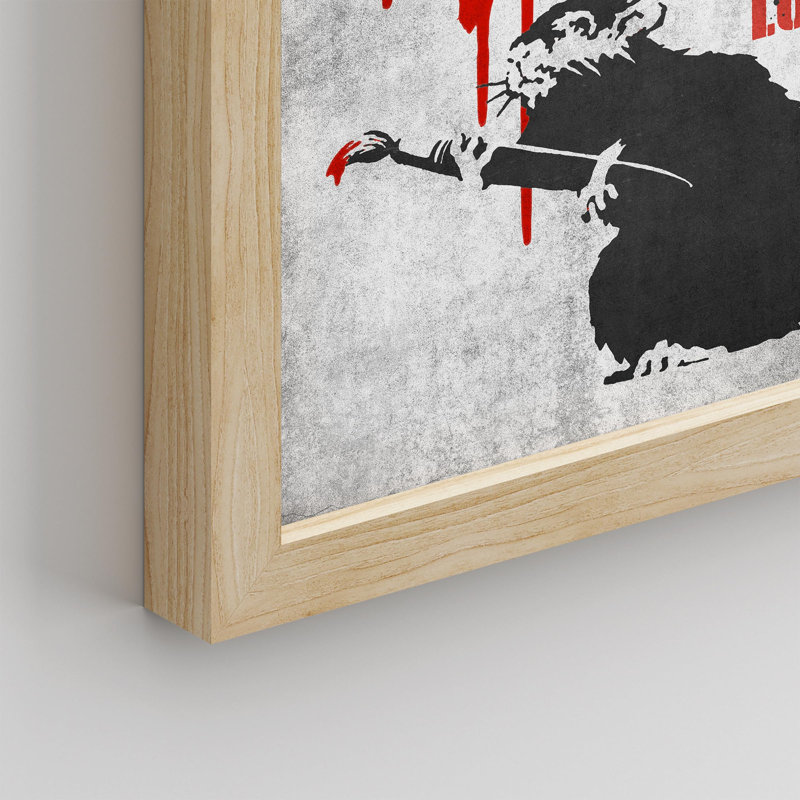«Banksy Rat Red Heart Design» sur papier, Naturel, H 16 po x l 12 po