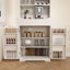 Buffet blanc avec huche, buffet de style campagnard moderne avec 2 tiroirs et portes de grange pour la cuisine, la salle à manger ou le salon | Idée de cadeau
