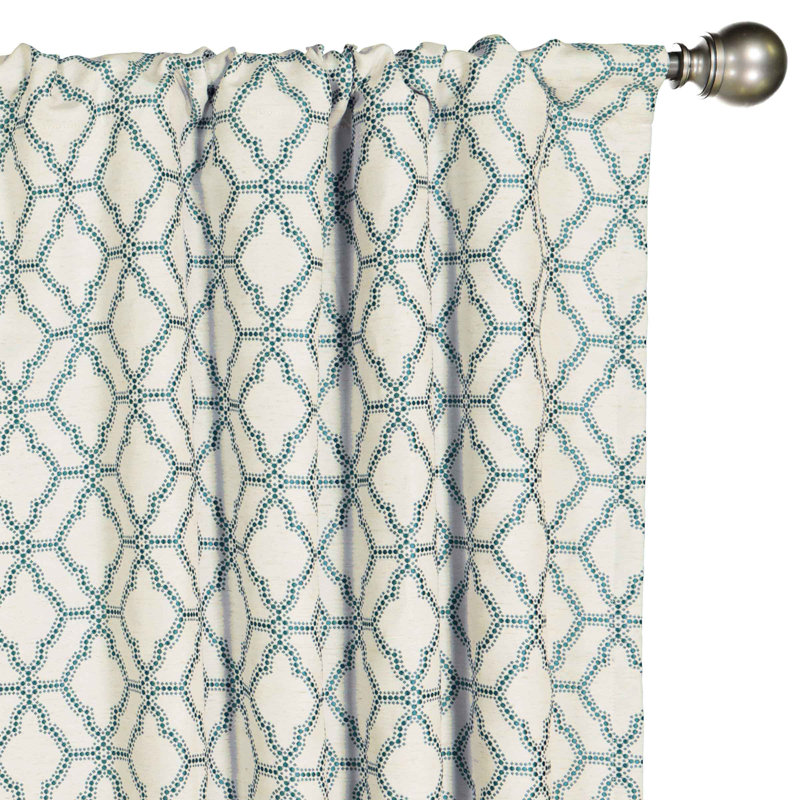 Blue Lattice Pattern Blackout Rod Pocket Valance