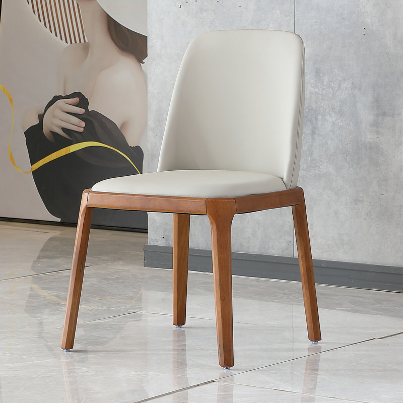 Ensemble de 2 chaises de salle à manger, pieds en bois et similicuir modernes pour la salle à manger de la cuisine (ensemble de 2)