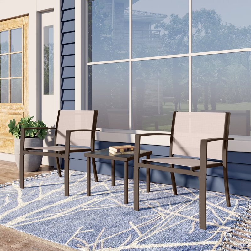 Faynell 2 - Person Patio Dining Set Square Table, Brown
