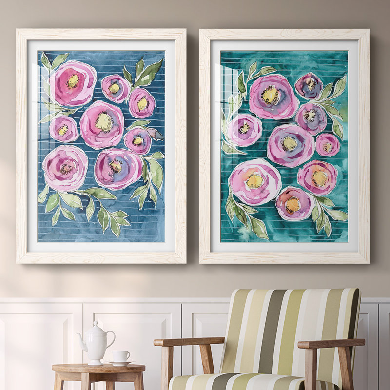 Floral I I-Premium, reproduction encadrée prête à être accrochée, Blanc, H 27,5 po x l 75 po x P 1,5 po