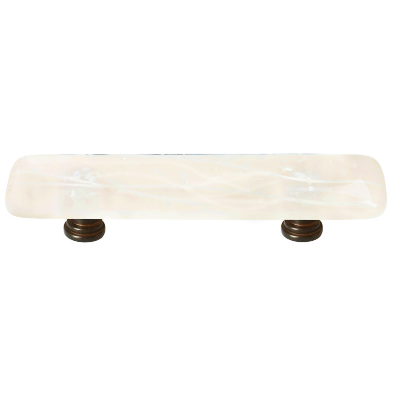 Poignée barre en verre Cardi 3 "CTC Vanilla & White, Bronze huilé, Vanille / Mardi gras blanc
