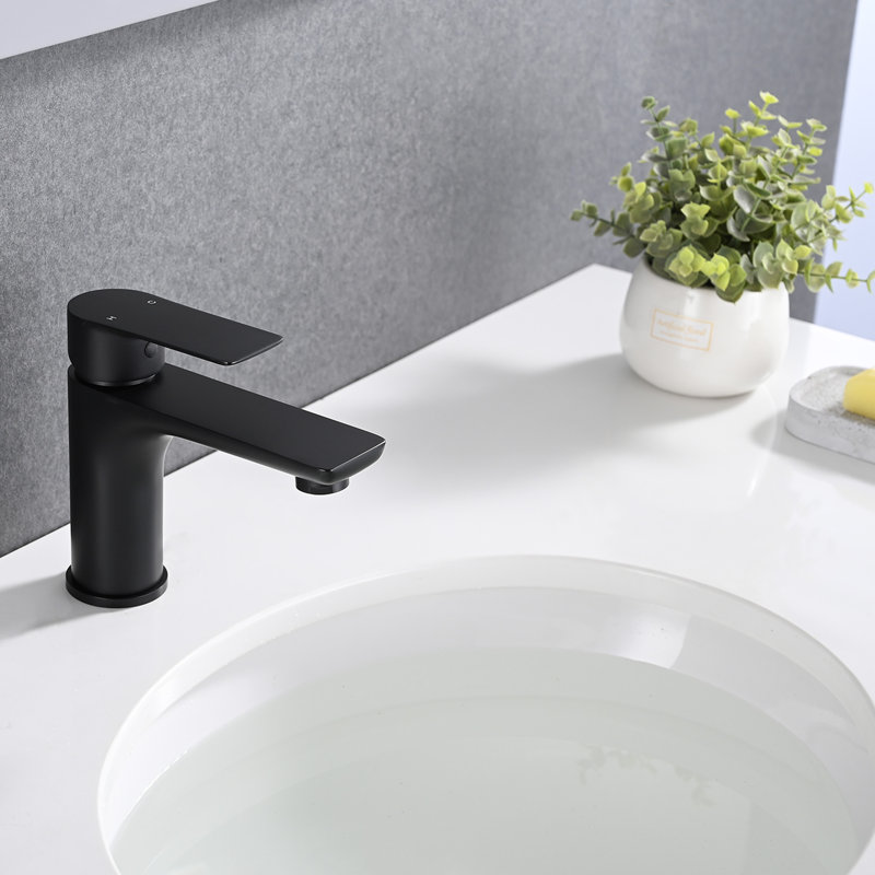 Single Hole Bathroom Faucet Single Handle Bathroom Sink Faucets Modern Brass Deck Mounted Bathroom Basin Taps, Matte Black