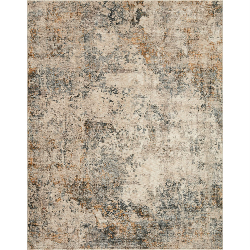 Tapis abstrait océan / beige Kanesha, Tapis de couloir beige