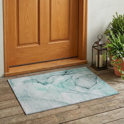 Tapis extérieur lavable antidérapant 2 pi x 3 pi bleu sarcelle