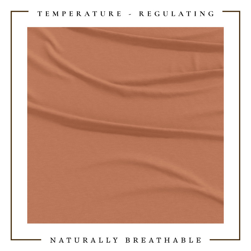 Ensemble de draps en jersey de coton chiné ultra doux, Terra Cotta, Double avec 2 taies d'oreiller