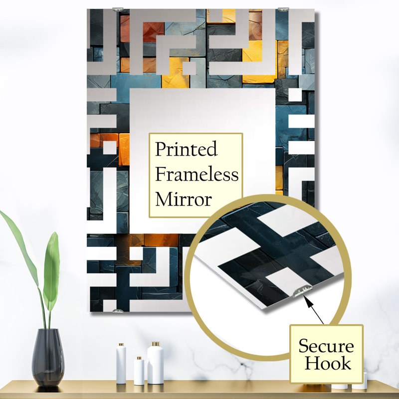 Shou - Grand miroir mural en marbre abstrait, 40 po x 30 po