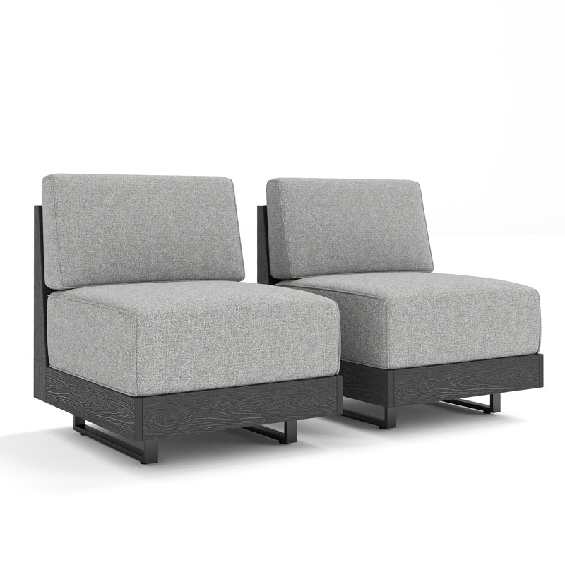 HDPE & Rattan Armless Single Sofa, Gray