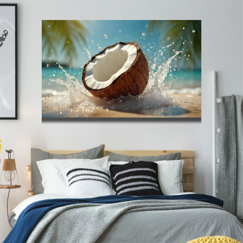 Art mural en verre trempé Coconut Splash, 8" H x 12" W