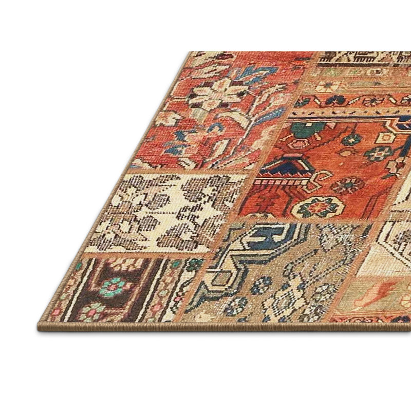 Tapis brun/orange/bleu zone contemporaine, Rectangle 8 pi x 12 pi