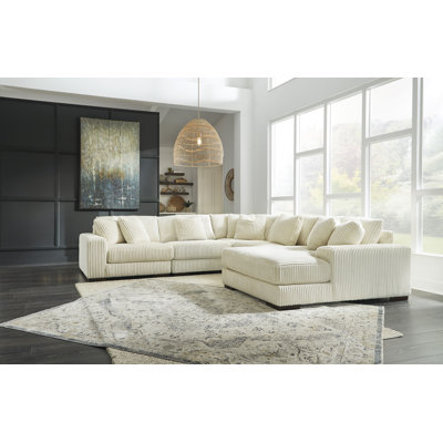Canapé modulaire Lindf ivoire 5 pièces Lindyn