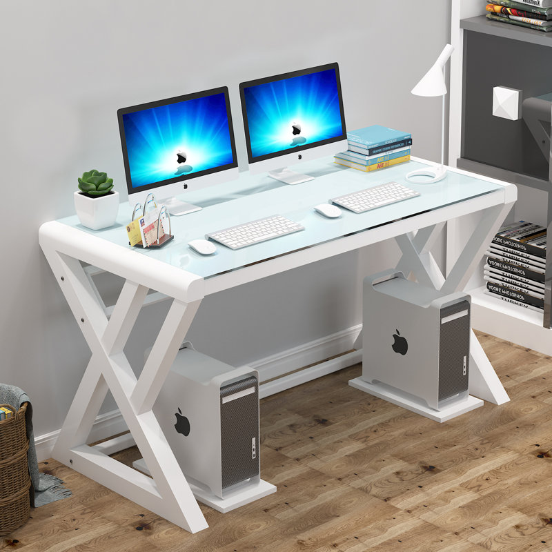 Bureau d'ordinateur 55,1 po Jenafir, Blanc