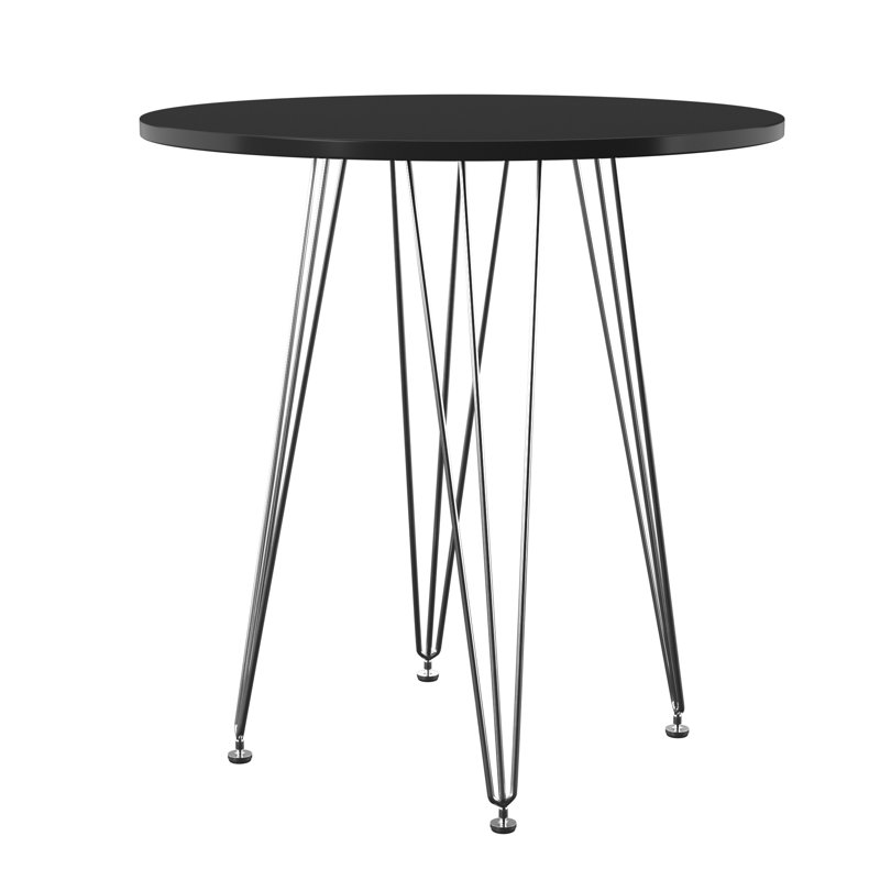 Round Metal Base Dining Table, Black