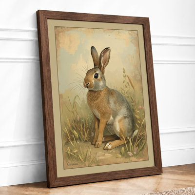 Study of Brown Rabbit Vintage - Framed Print