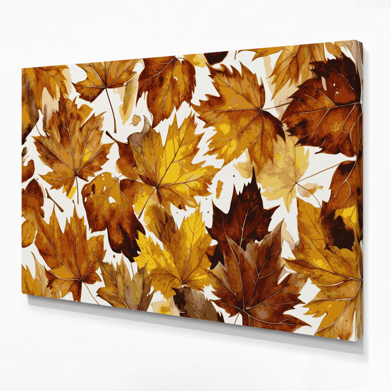 "Botanical Beech Leaves", art mural sur toile brune, H 11 po x l 14 po