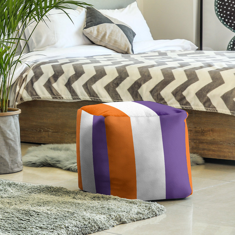 Repose-pieds Stripes, Orange / blanc / mauve