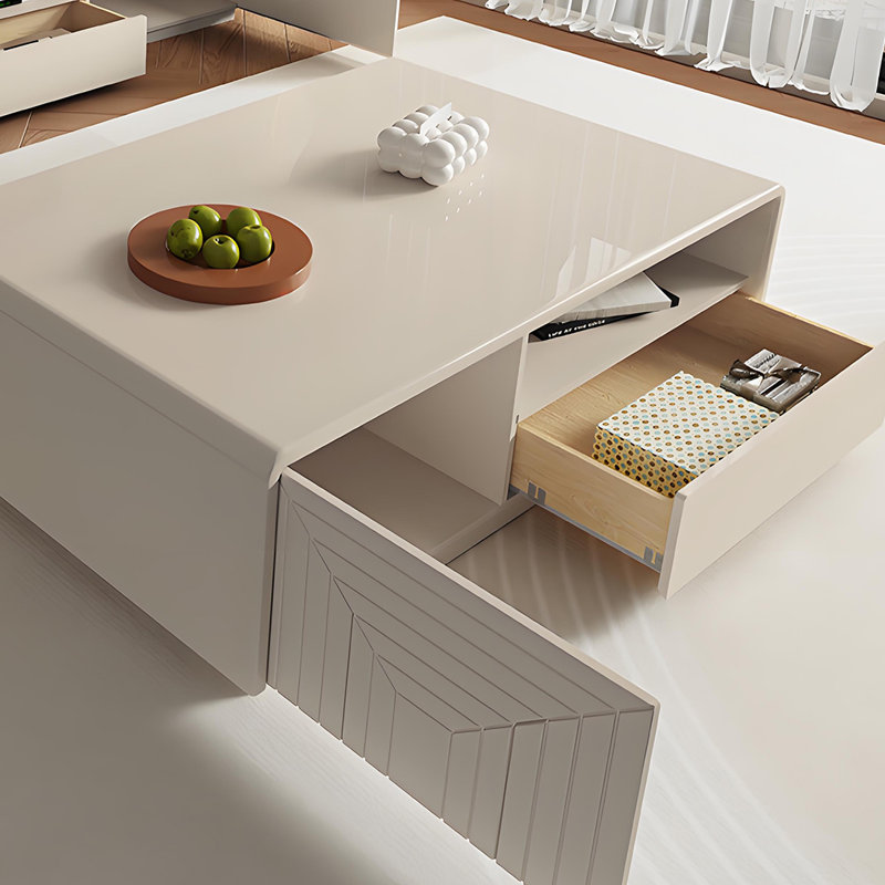 Cream Style Modern Coffee Table, 16.53" H x 51.18" L x 27.55" W