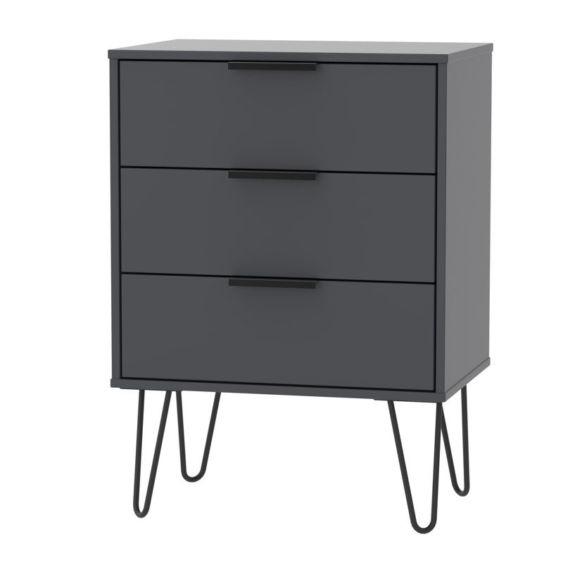 Fully Assembled Berryhill 3 Drawer Chest, Graphite