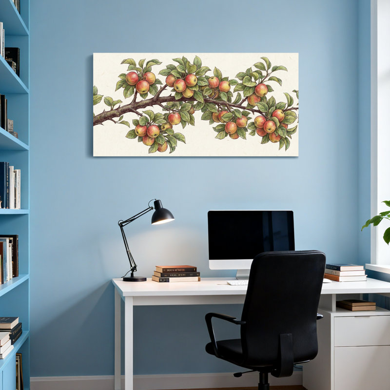 Plantes et fleurs, branche de pommier avec fruits et feuilles, H 20 po x l 40 po